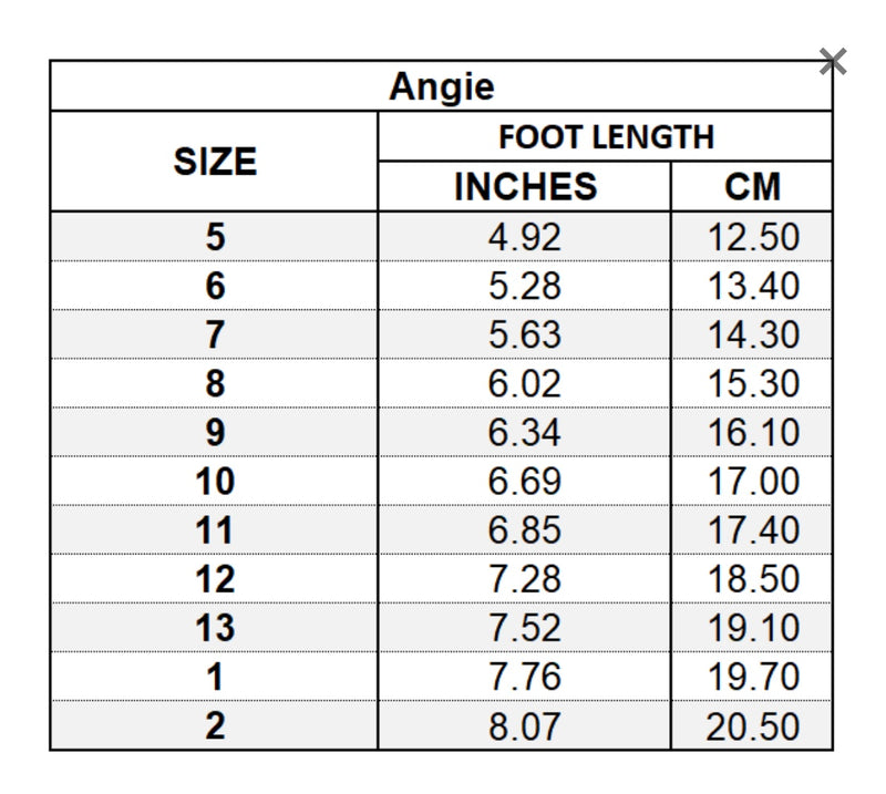 L'AMOUR - Angie Size Chart