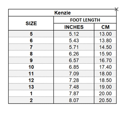 L'AMOUR - Kenzie - Size Chart